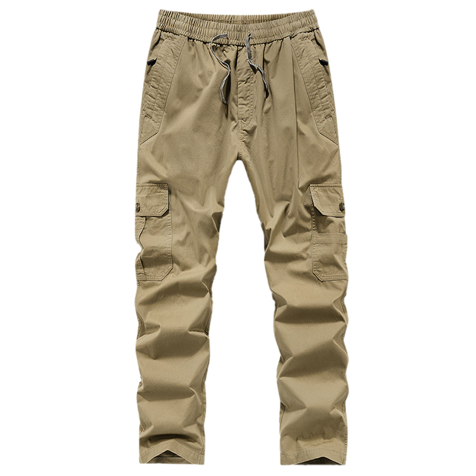 thumbnail image 5 of Pantalones cargo de senderismo para hombre - Cintura elástica con cordón - 6 bolsillos, corte holgado - Ropa deportiva/de exterior/casual, 5 of 5